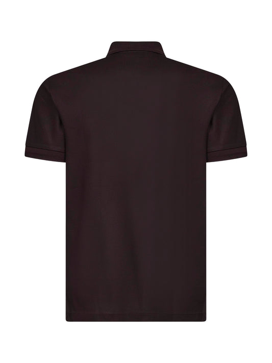 Clove brown cotton pique embroidered polo shirt
