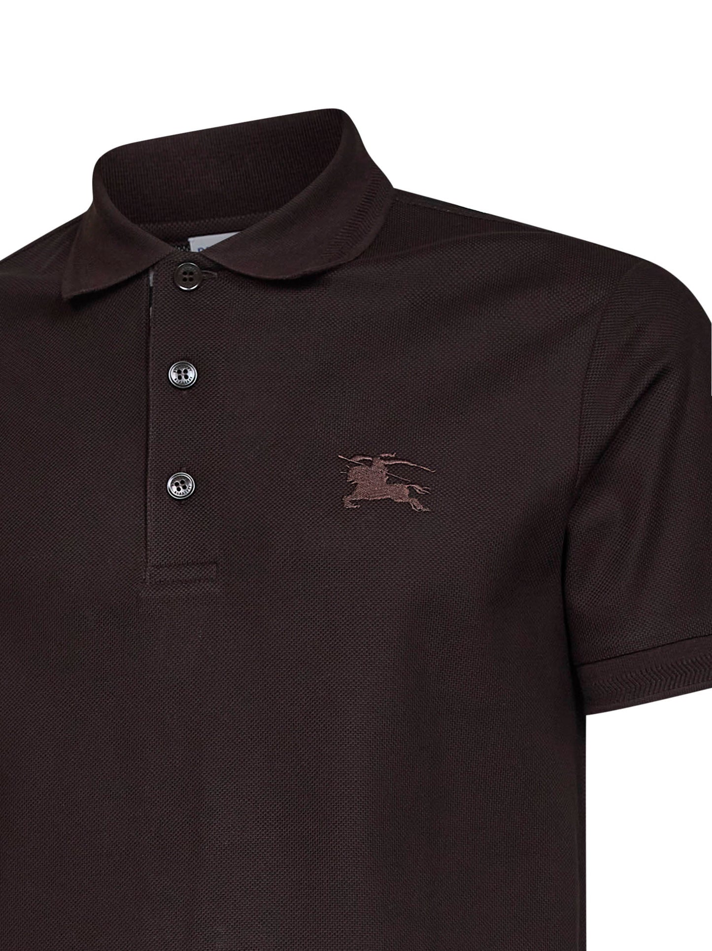 Clove brown cotton pique embroidered polo shirt