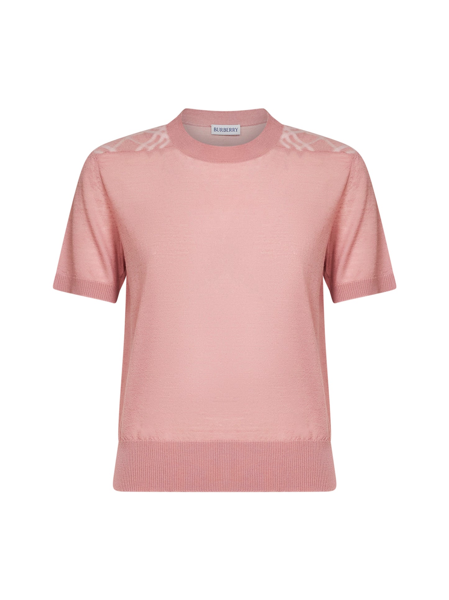 Maglia in lana e seta rosa begonia con pannelli Check