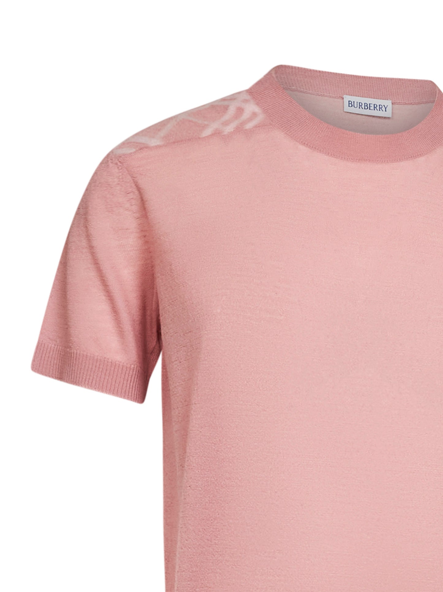 Maglia in lana e seta rosa begonia con pannelli Check