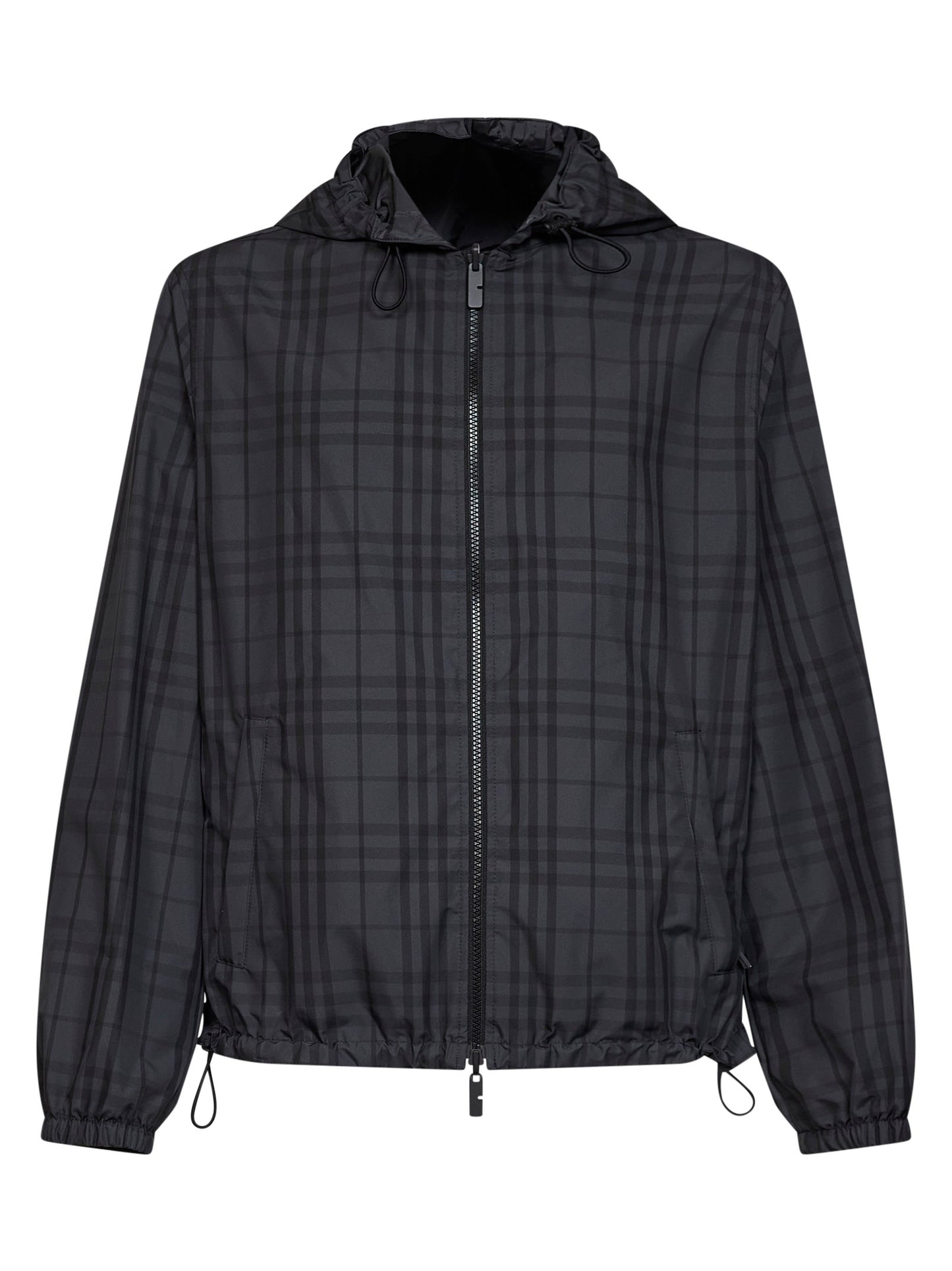 Giacca con cappuccio reversibile Newport Check grigio ferro