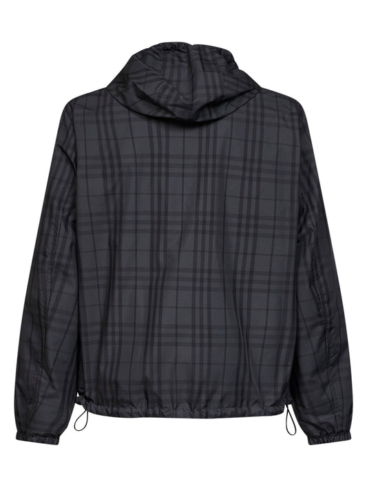 Iron grey Newport Check reversible hooded jacket