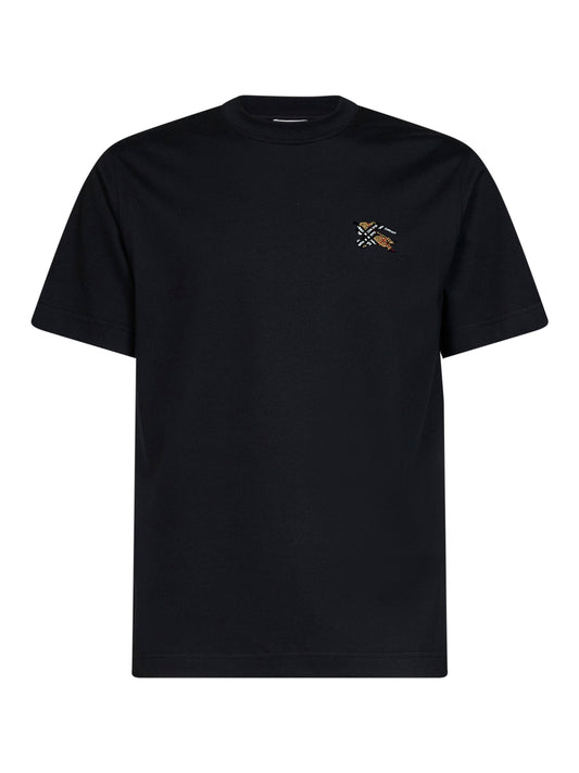Black cotton T-shirt with knight patch