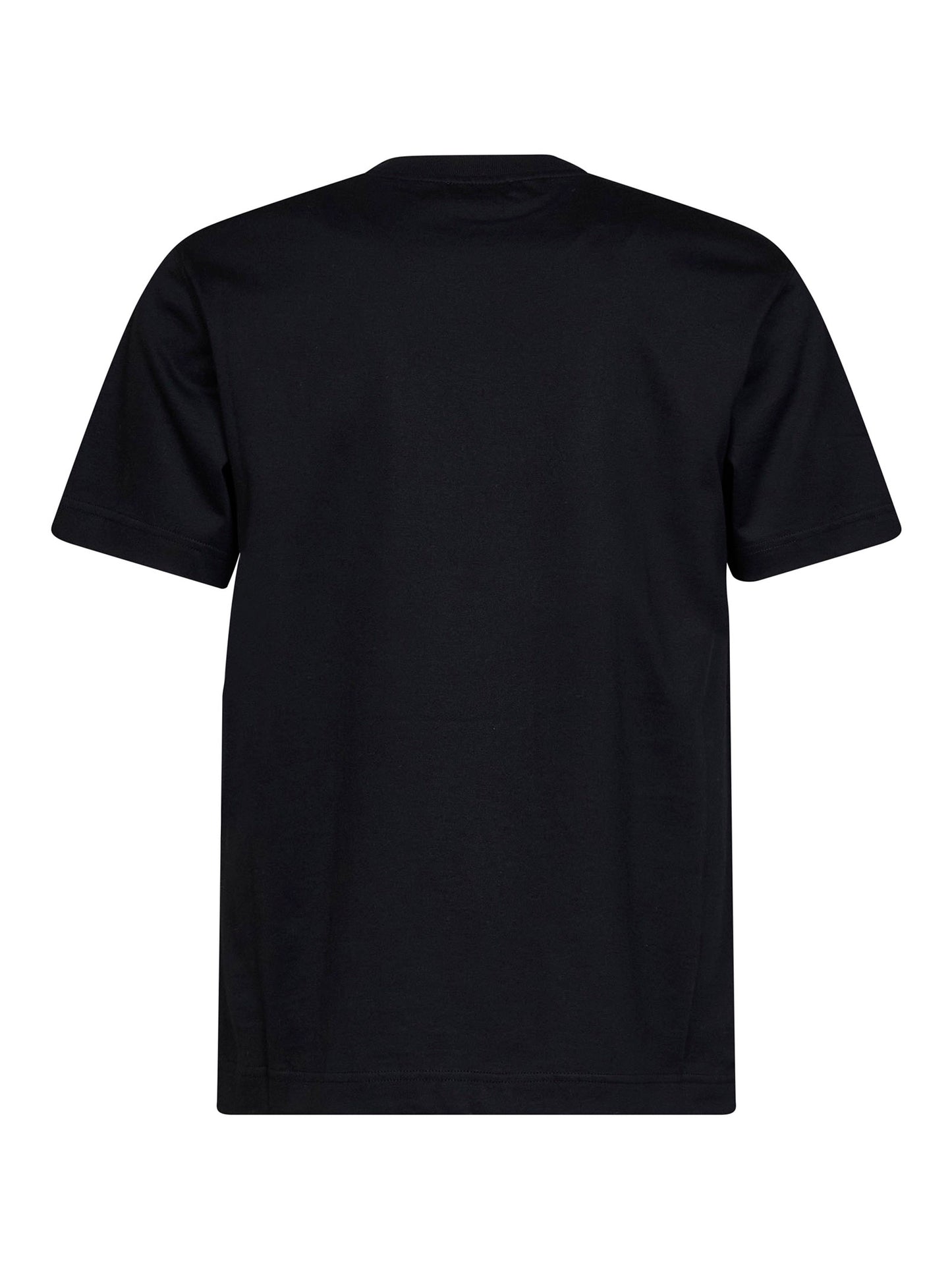 T-shirt in cotone nero con patch cavaliere