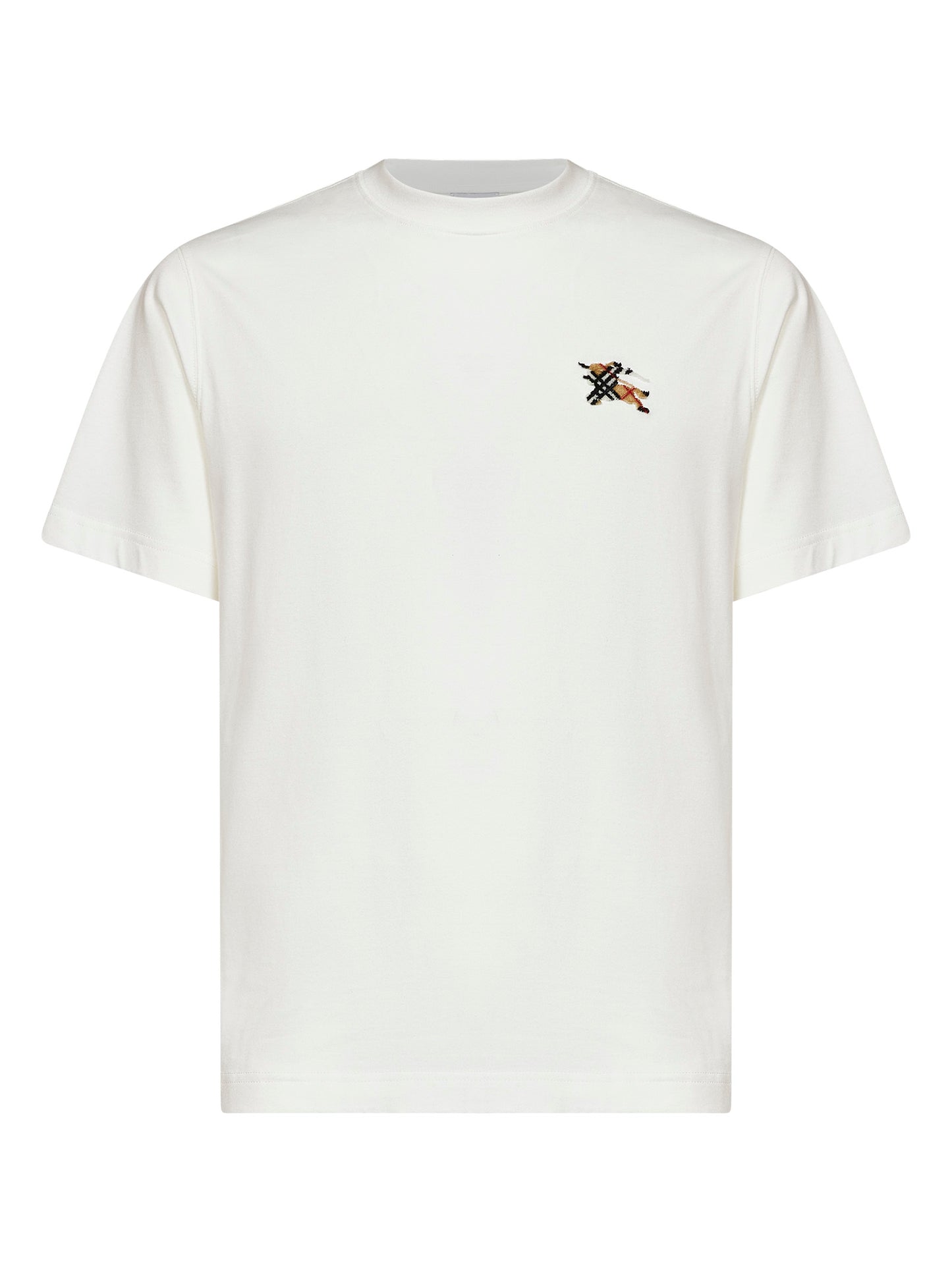 Chalk white cotton T-shirt with knight patch