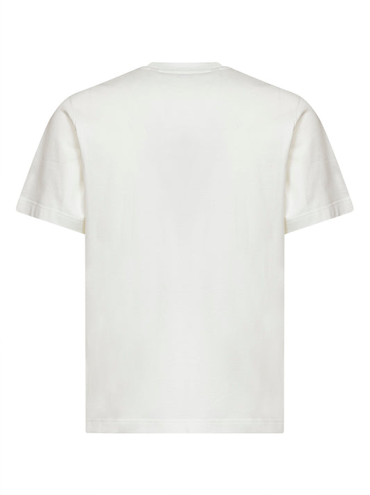 T-shirt in cotone bianco gesso con patch cavaliere