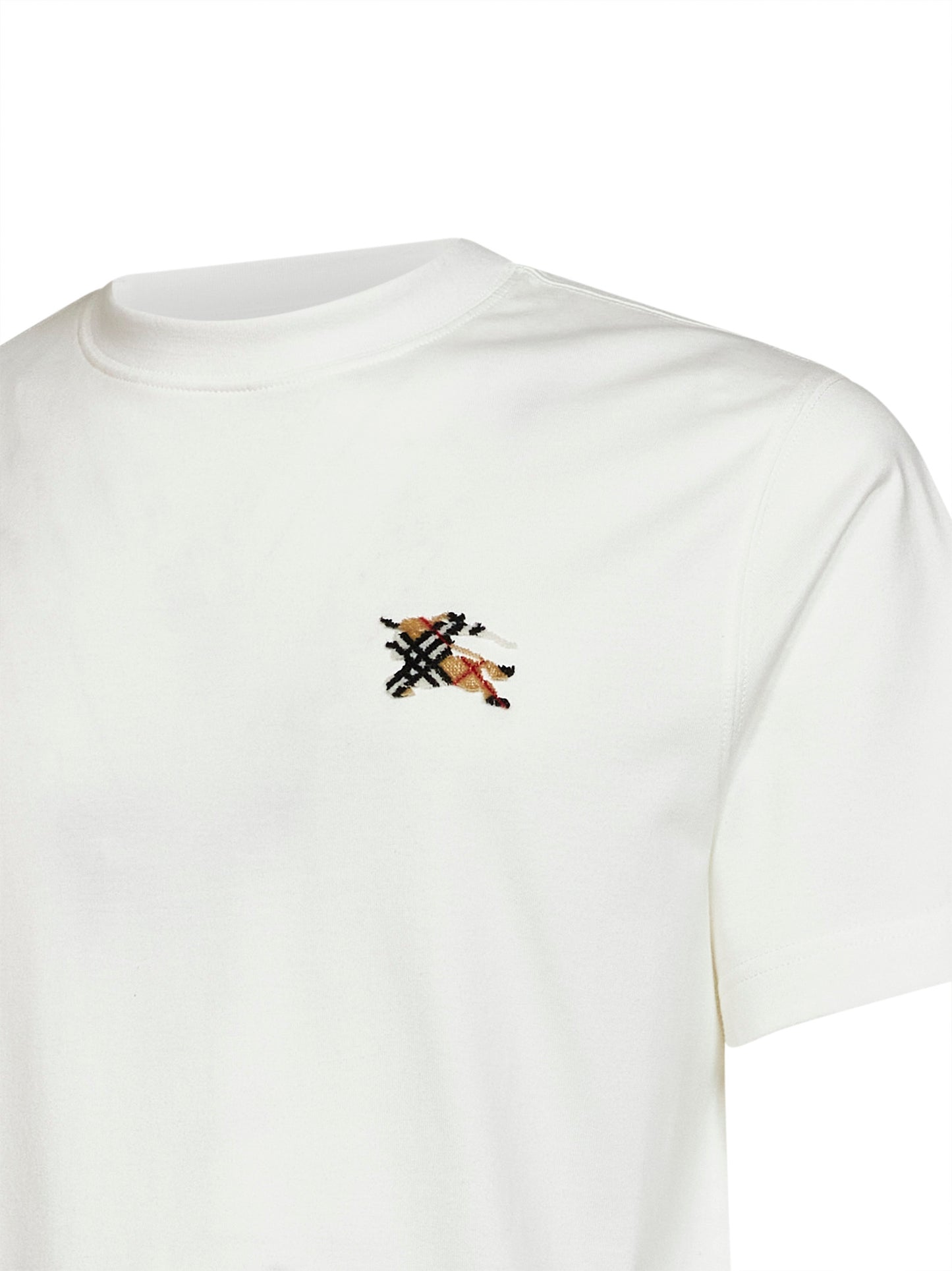 Chalk white cotton T-shirt with knight patch