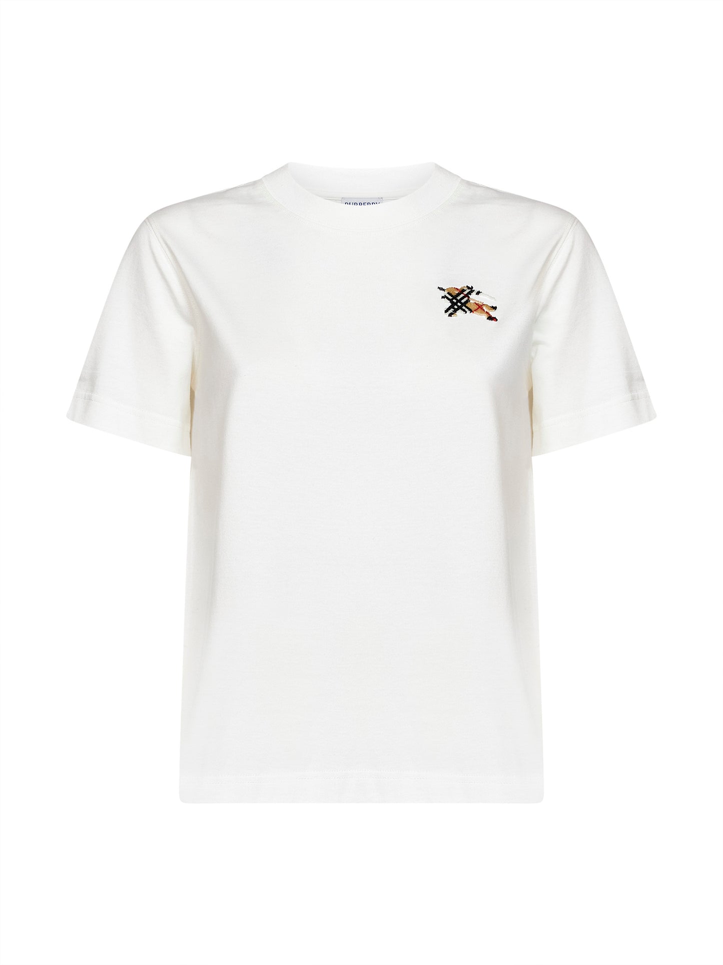Chalk white cotton T-shirt with Knight Check