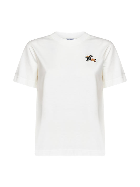 Chalk white cotton T-shirt with Knight Check