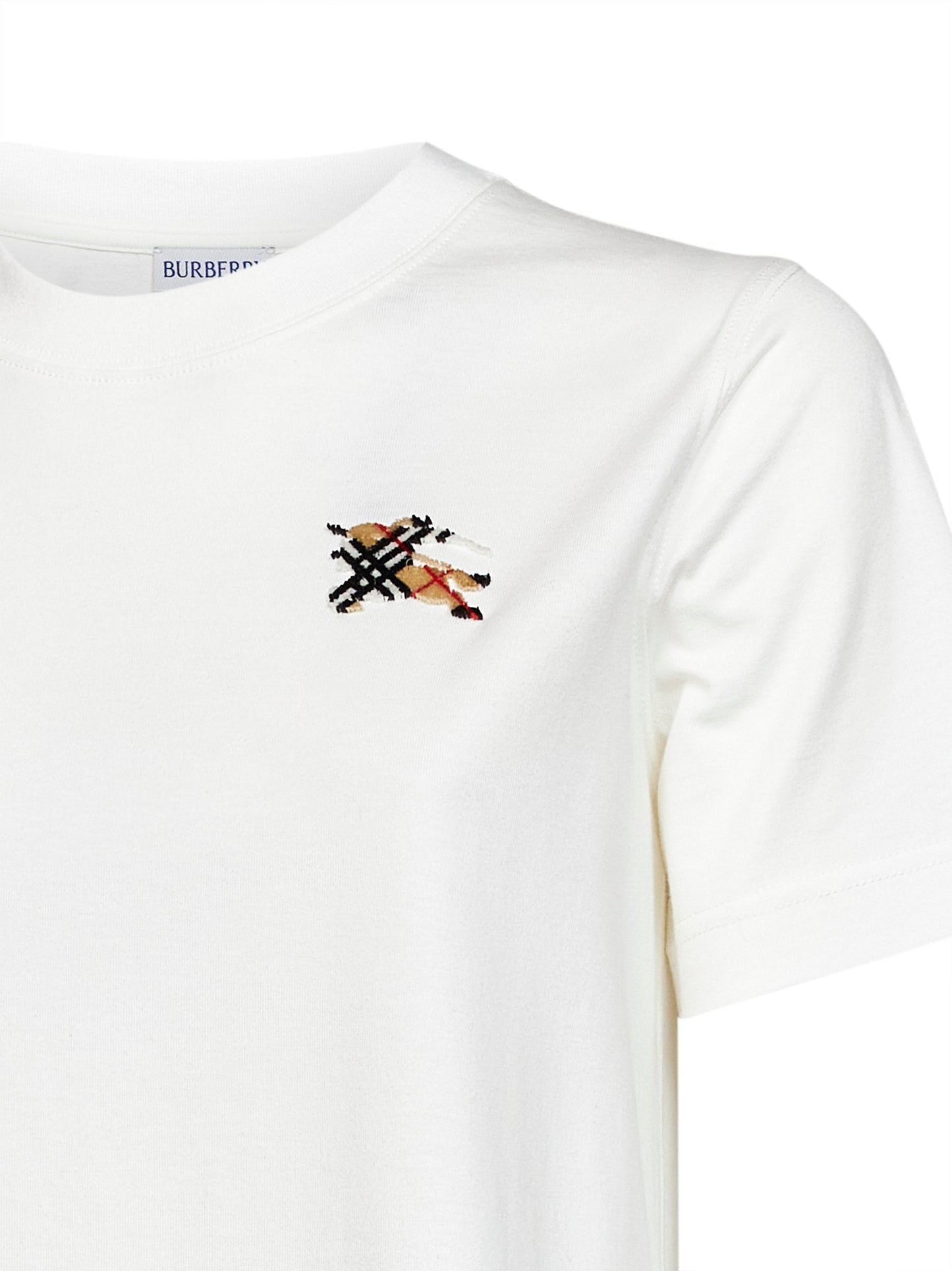 Chalk white cotton T-shirt with Knight Check