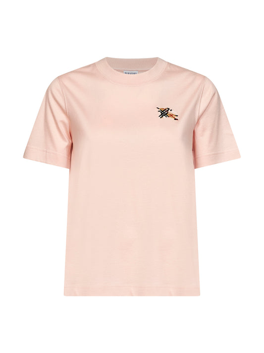 T-shirt in cotone rosa con Knight Check
