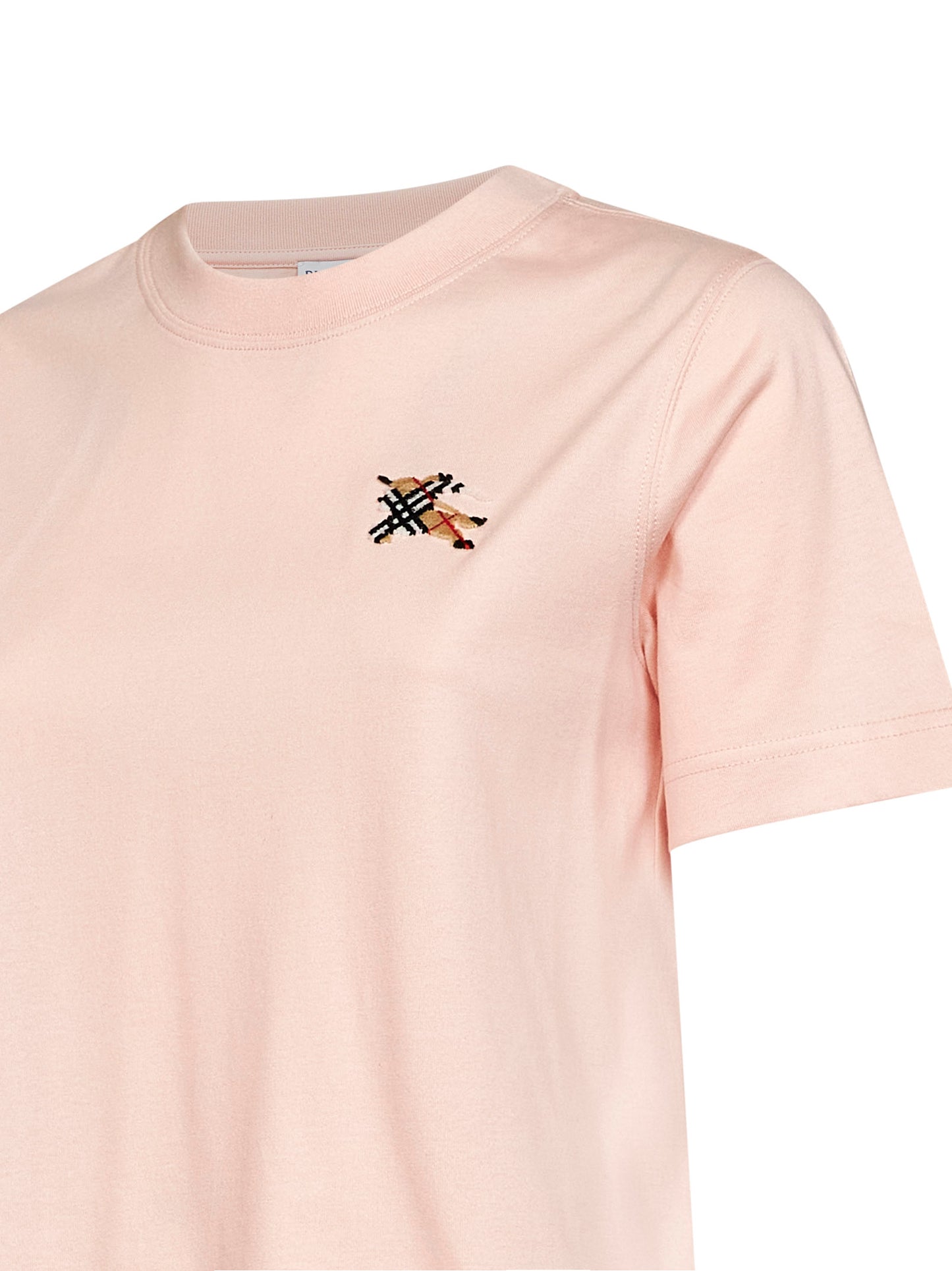 Pink cotton T-shirt with Knight Check