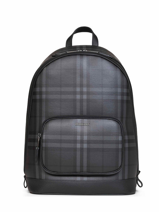 Black and grey Burbery Check backpack<BR/>