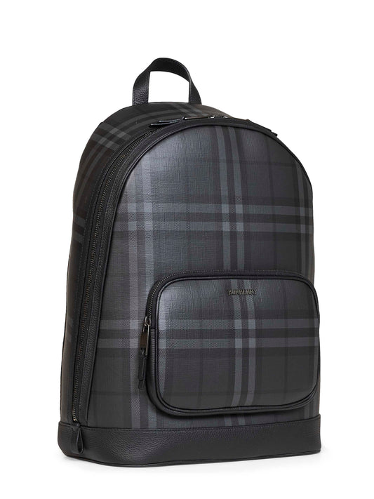 Black and grey Burbery Check backpack<BR/>