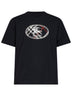 Black cotton Knight Stamp Check T-Shirt