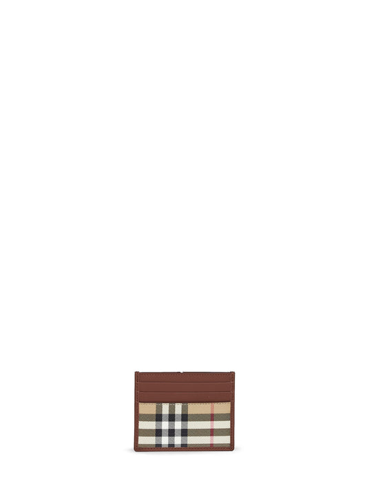 Archive beige Check credit card holder