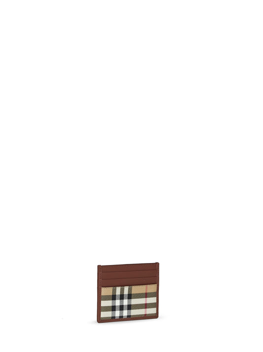 Archive beige Check credit card holder