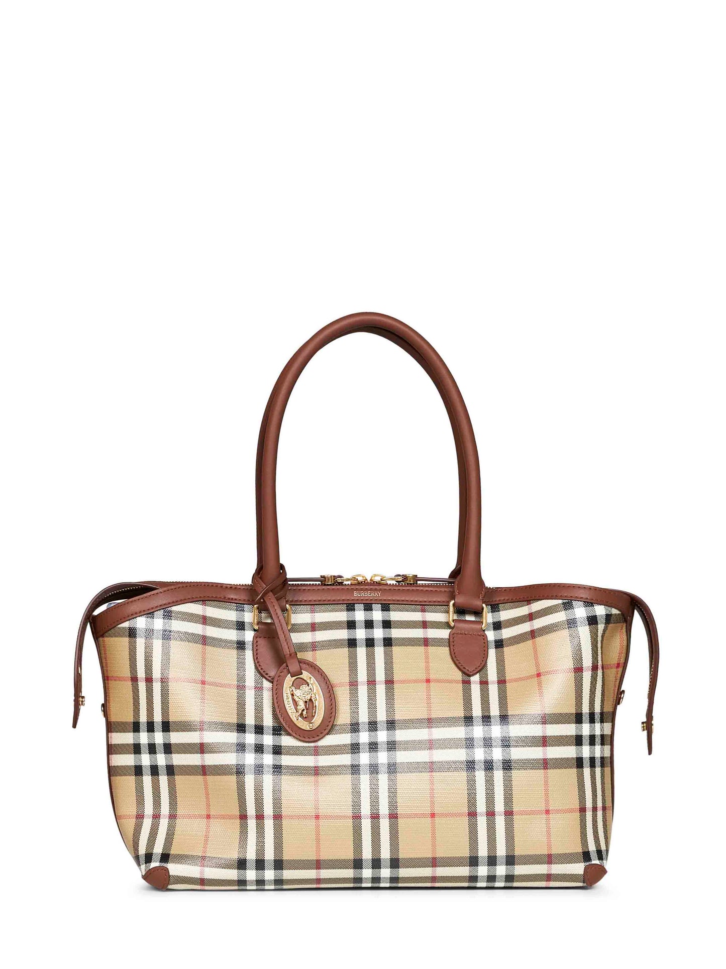Tote con cerniera Check piccola beige archivio