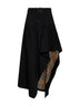 Black cotton asymmetric belted trench skirt
