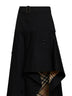 Black cotton asymmetric belted trench skirt