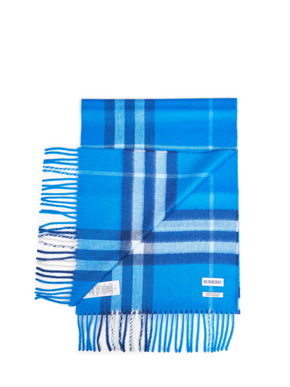 Lido blue Check cashmere scarf