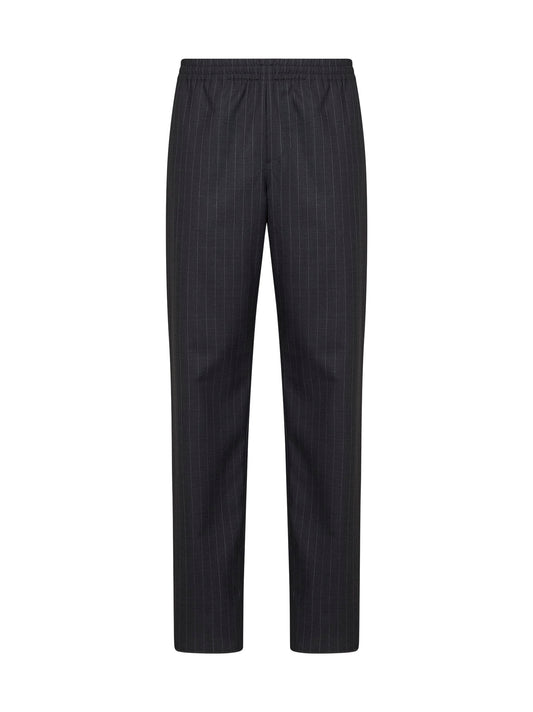 Iron grey pinstriped wool track trousers
