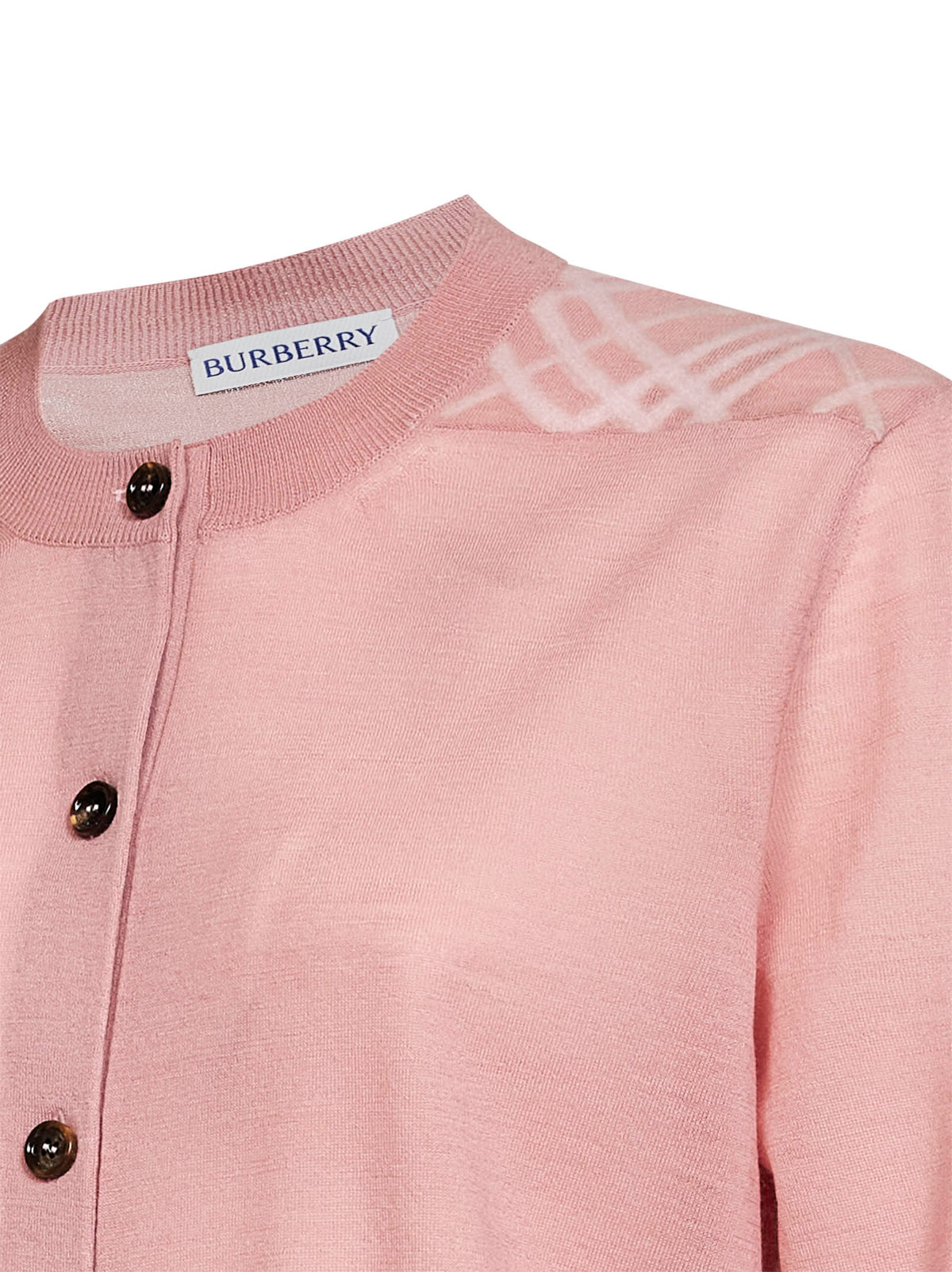 Light pink wool and silk cardigan with pink check panels