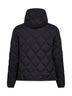 Piumino trapuntato con cappuccio in nero<BR/>