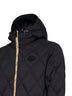 Piumino trapuntato con cappuccio in nero<BR/>