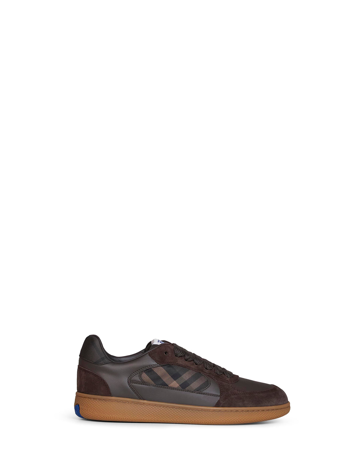 Sneakers Terrace in pelle e pelle scamosciata e Check marrone scuro