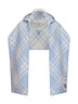 Light blue checked wool hooded scarf <BR/>