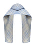 Light blue checked wool hooded scarf <BR/>