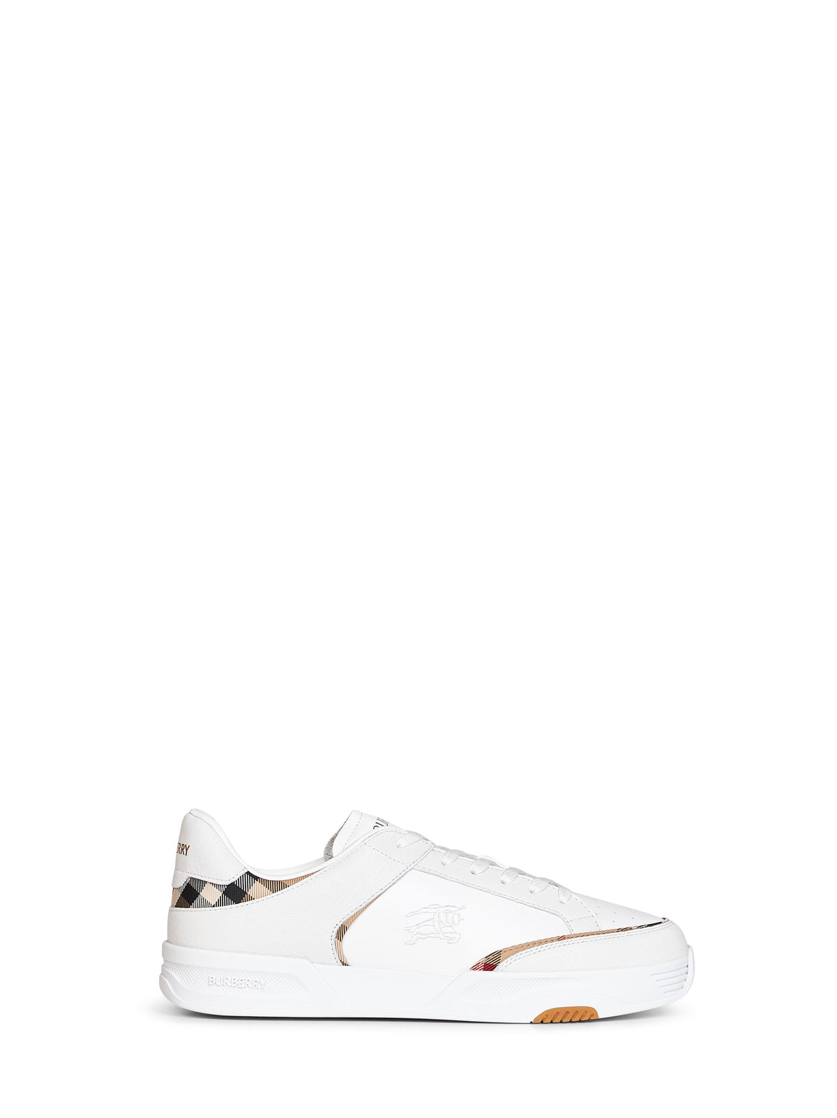 White and archive beige leather and nylon Harrow sneakers