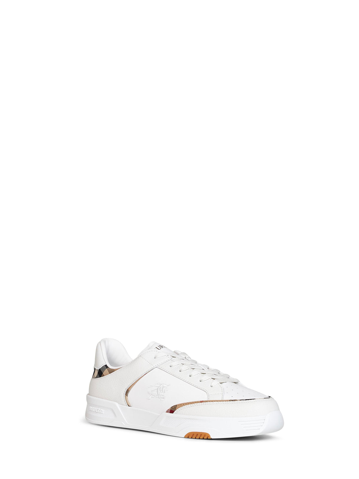 White and archive beige leather and nylon Harrow sneakers