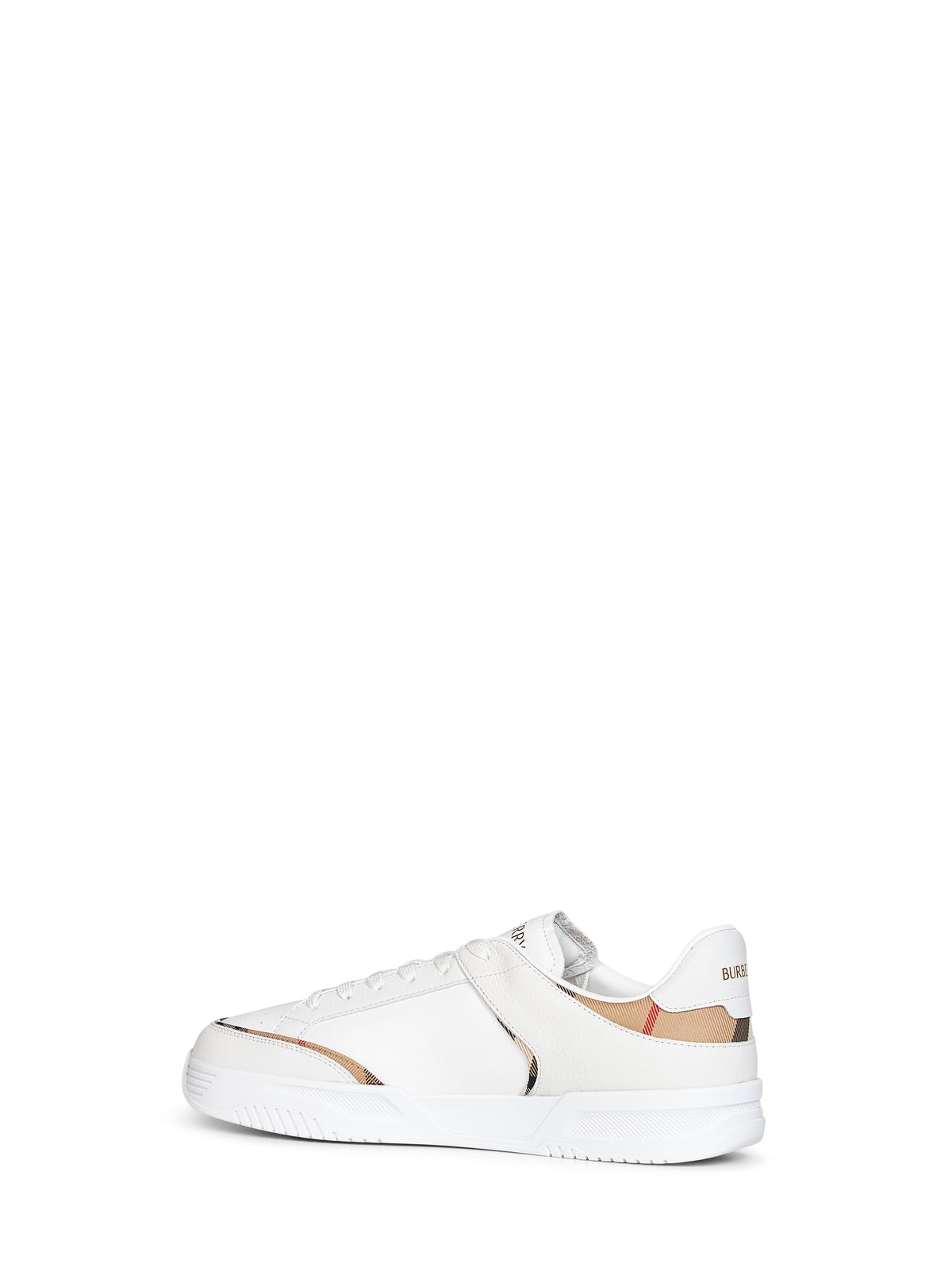 White and archive beige leather and nylon Harrow sneakers