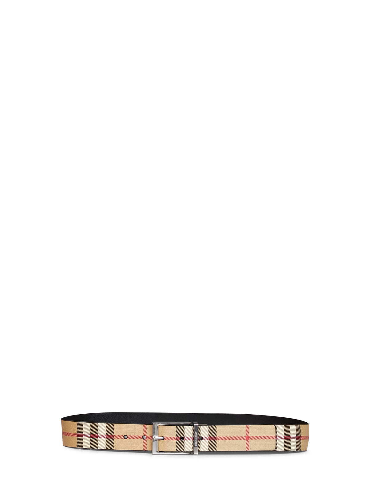 Cintura reversibile Check beige archivio e nero