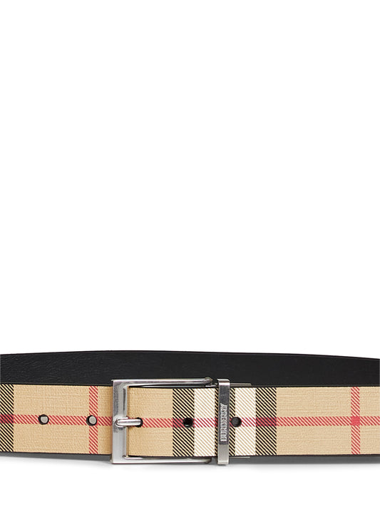 Cintura reversibile Check beige archivio e nero