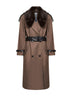 Sepia brown gabardine Roseville long trench coat