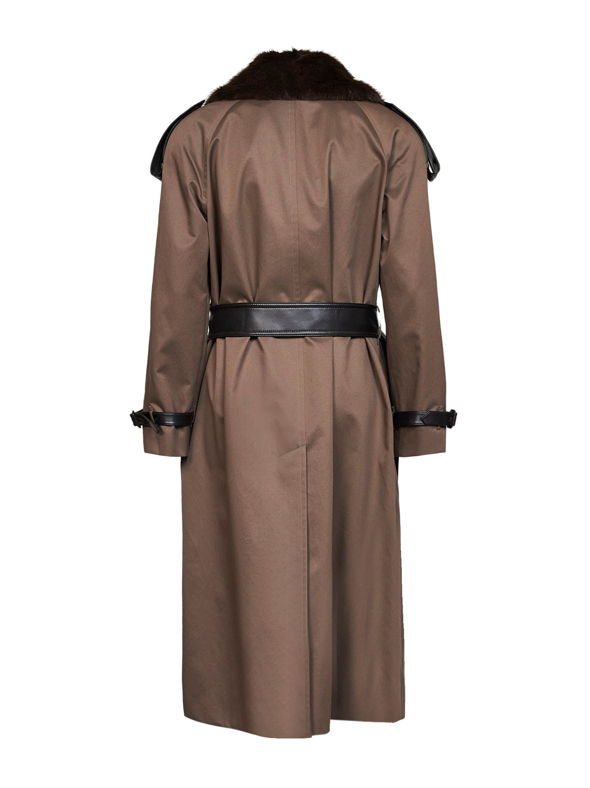 Sepia brown gabardine Roseville long trench coat