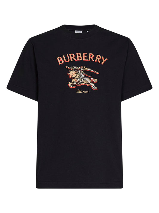 Black cotton T-shirt with Knight Check
