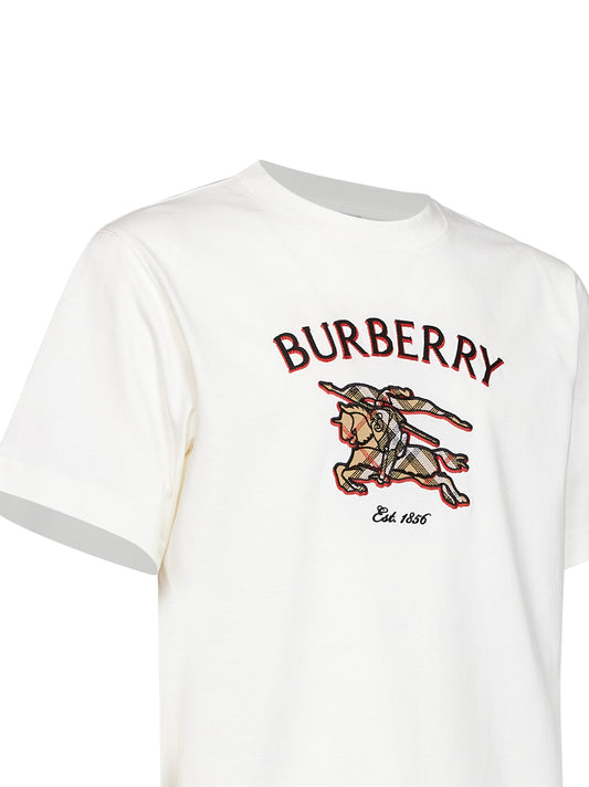 Chalk cotton T-shirt with Knight Check