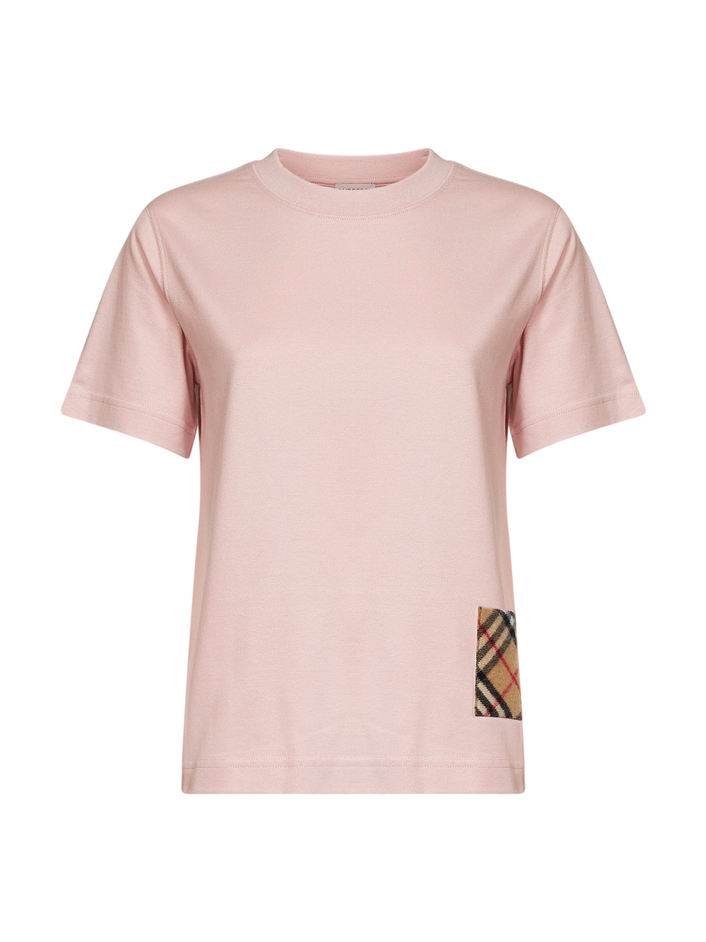Bouquet pink cotton T-shirt with Check patch