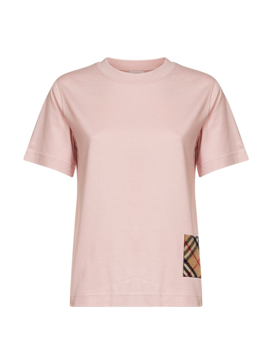 Bouquet pink cotton T-shirt with Check patch
