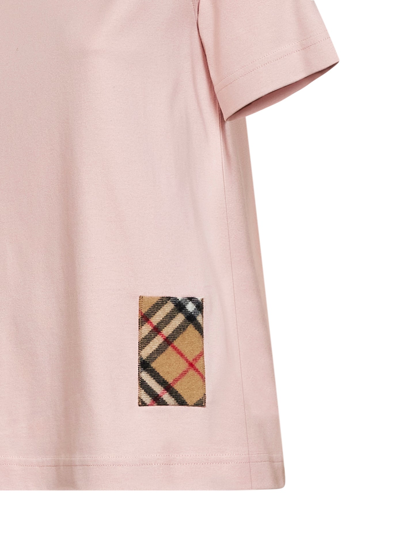 Bouquet pink cotton T-shirt with Check patch