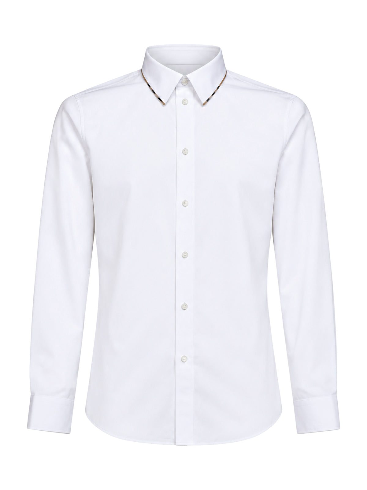 White poplin shirt with Check trim