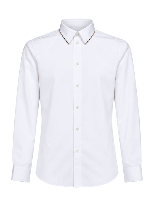 White poplin shirt with Check trim
