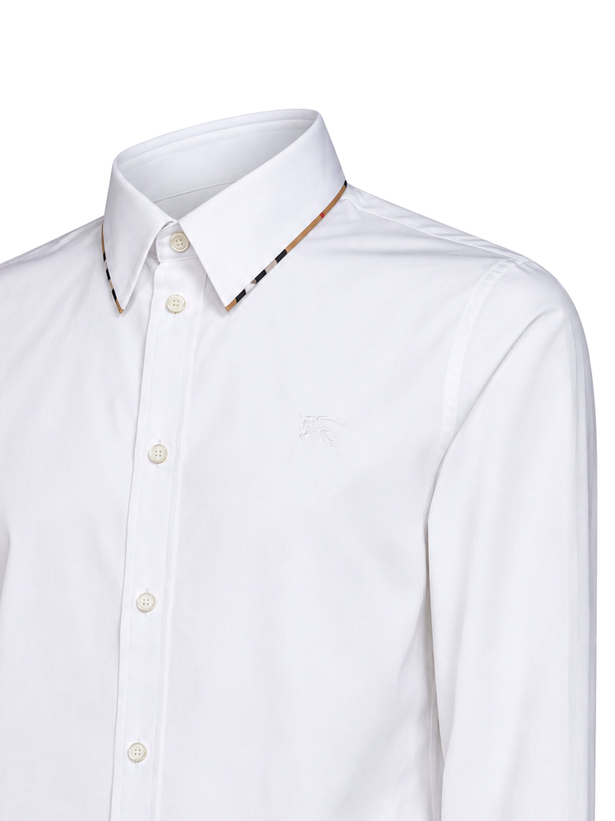 White poplin shirt with Check trim