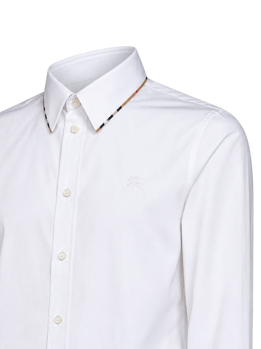 White poplin shirt with Check trim