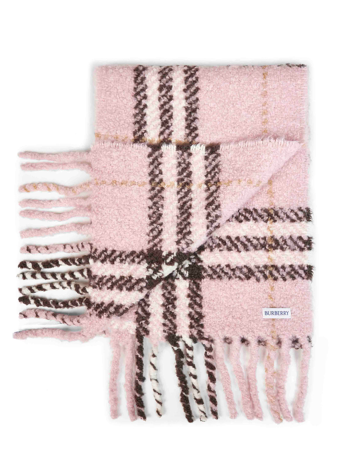 Sciarpa in bouclé di misto lana e alpaca Check rosa
