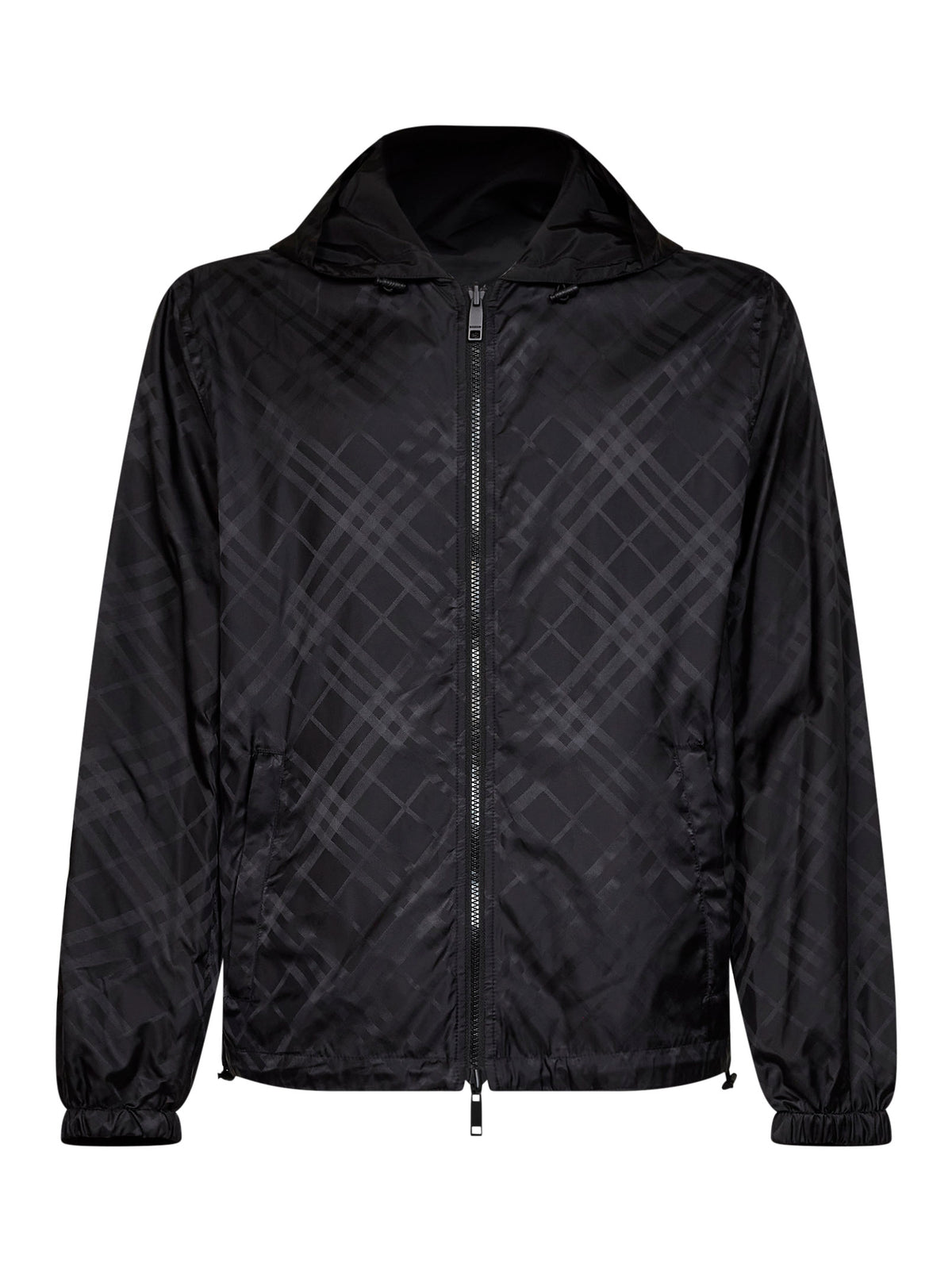 Black Newport Check reversible hooded jacket